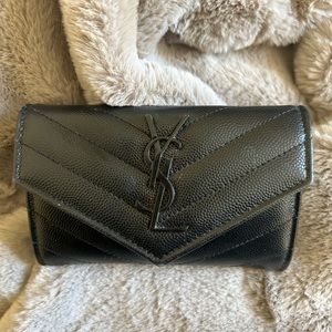 Authentic YSL yves saint Laurent Paris black on black wallet